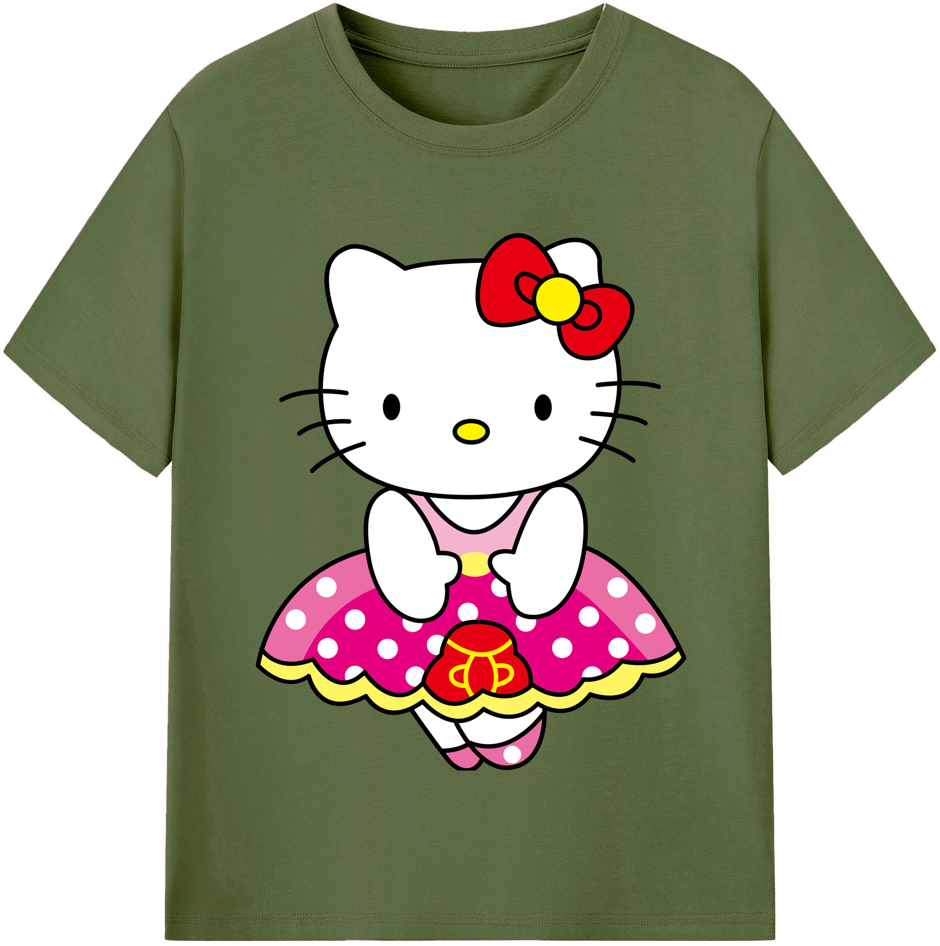 （画像用） Hello Kitty ハローキティ 綿100％半袖Tシャツ（フロントプリント）